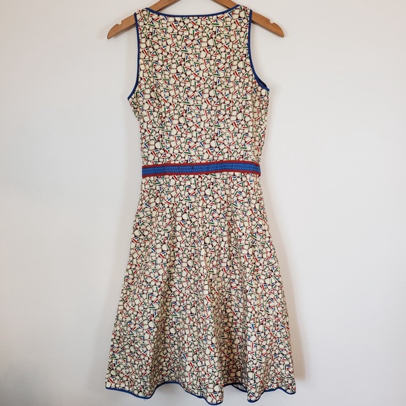 Anthropologie Aquarius Retro Graphic Print Sleeveless Wrap Dress - Picture 6 of 6